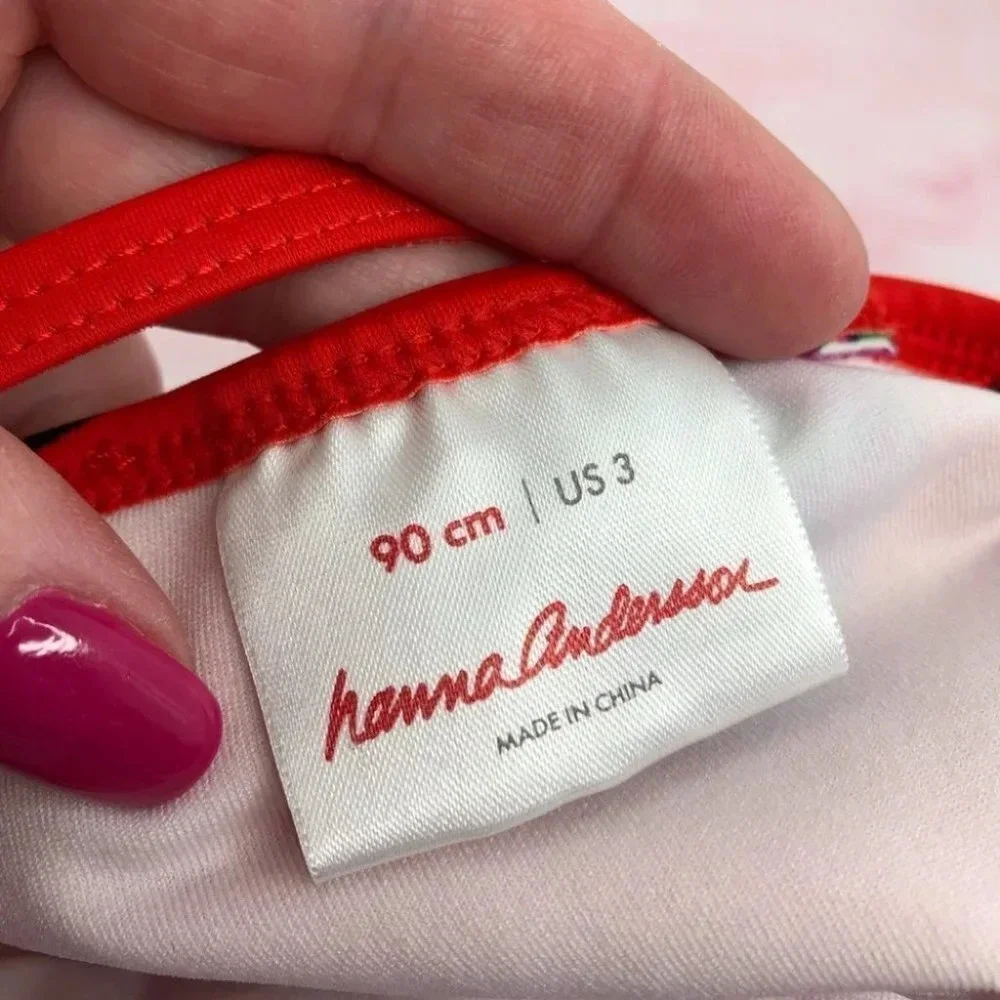 Hanna Andersson swimsuit top red with‎ strawberries size 3 years